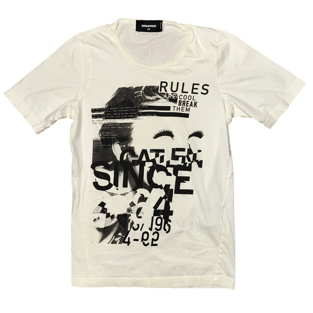 Dsquared2 Womens Renny Fit Shirt “Rules Are Cool Break Them” XS Yellow Y2K Italy